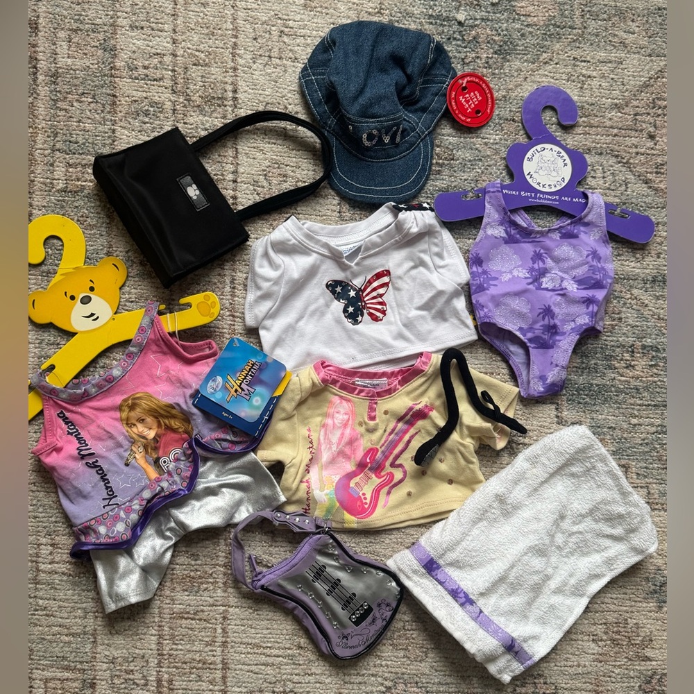 build a bear clothes lot girls Hannah Montana Cap T-shirts Swim Suit NWT